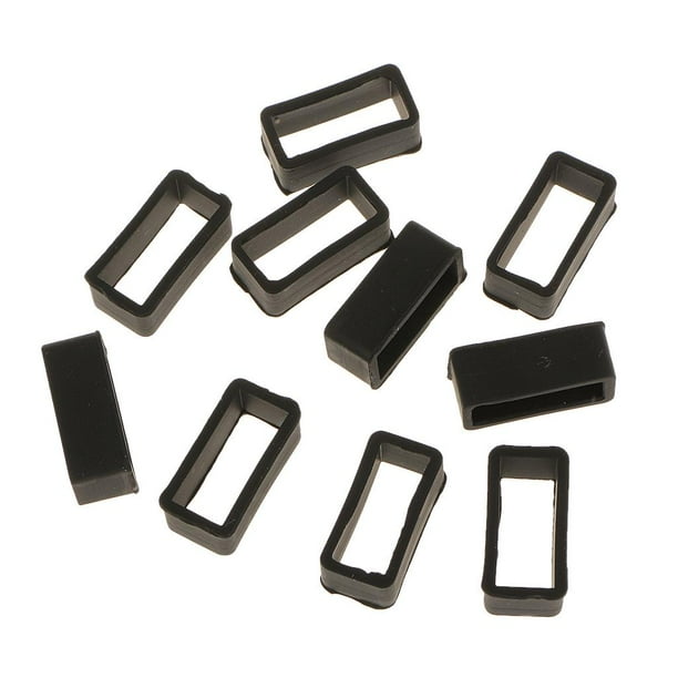 10 piezas de correa de reloj de repuesto de goma negra de 18-22 mm con cierre de seguridad. Negro 18mm