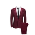 thumbnail image 4 of MSJUHEG Fall Outfits Two Piece Set Button-Down Round Neckline Long Sleeve Men'S Slim Button Suit Color Dress Show Jacket Coat & Pant Mens Sweatpants Red L, 4 of 7