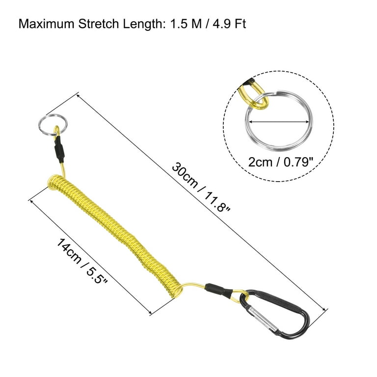 Uxcell 3.9/4.9ft Fishing Tool Spiral Lanyard Cord with Metal Clip