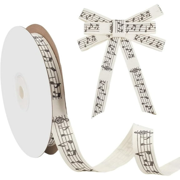 21 Yards Music Notes Ribbon 15mm Musical Grosgrain Ribbon Craft Ribbons Music Notation Decorative Clothing Trim with Spool