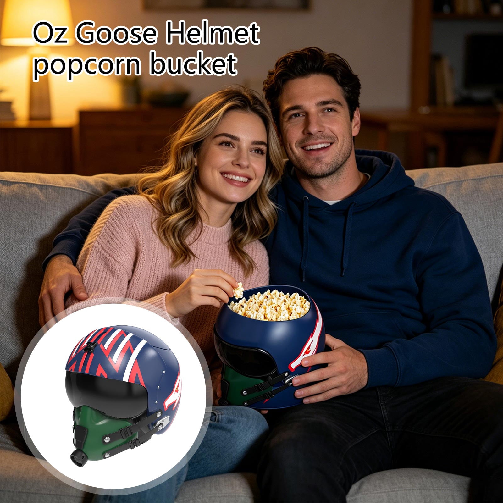Maverick Helmet Popcorn Bucket, 40th Anniversary Commemorative Snack Container, Maverick Popcorn Buckets Authentic Pilot Design for Movie Theater Use Party Decor and Film Lovers