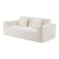 thumbnail image 4 of 76'' Large Corduroy Loveseat, 3-Seater Boneless Sofa with Built-in Cup Holders, No Assembly Compression Couch, White, 4 of 15