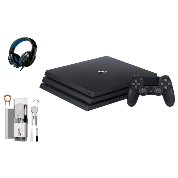 Pre-Owned Sony PlayStation 4 Pro 1TB Gaming Console Black Headset With BOLT AXTION Cleaning Kit Bundle ( )