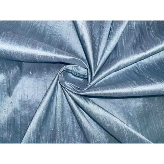 100% PURE SILK DUPIONI FABRIC PASTEL BLUE 54" wide WITH SLUBS MM118[2]