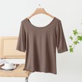 thumbnail image 3 of Hvot&aat Basic Women's Summer Casual Tailored Fit T-Shirt Solid Color Top Comfy Half Sleeves Scoop Neck Blouse, 3 of 5