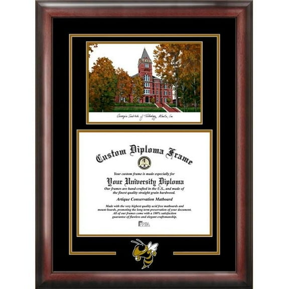 Campus Images GA974SG-1714 14 x 17 in. Georgia Institute of Technology Yellow Jackets Spirit Graduate Satin Mahogany Frame