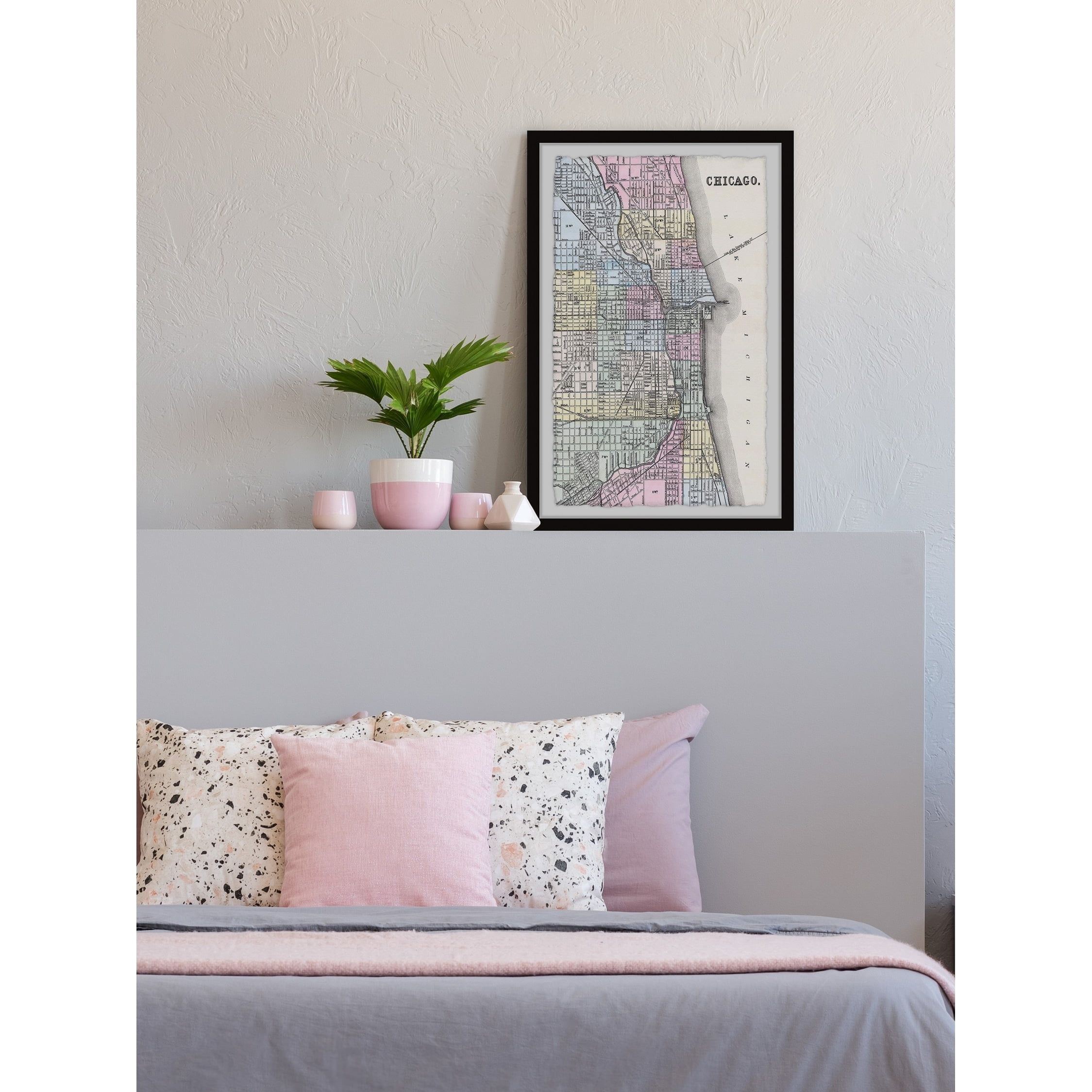 Marmont Hill Colored Chicago Street Map Framed Wall Art