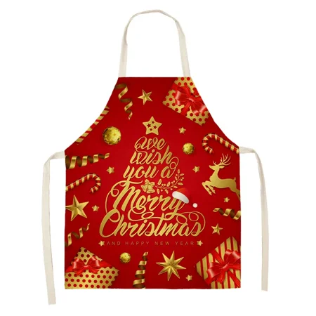 

Creative Christmas Cartoon Father Christmas Print Sleeveless Kitchen Apron Men s and Women s Household Cleaning Tools Anti-dirty