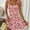 Red, variant on Women's Floral Print Cami Dress Spaghetti Strap A Line Flowy Summer Mini Sundress, S