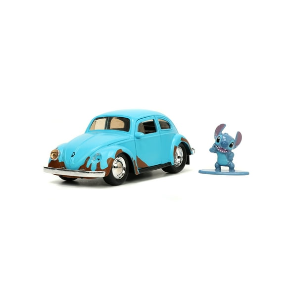 Jada Toys Disney Lilo and Stitch 1:32 Volkswagen Beetle Die-cast Car w/ 1.65" Stitch Figure, Toys for Kids and Adults