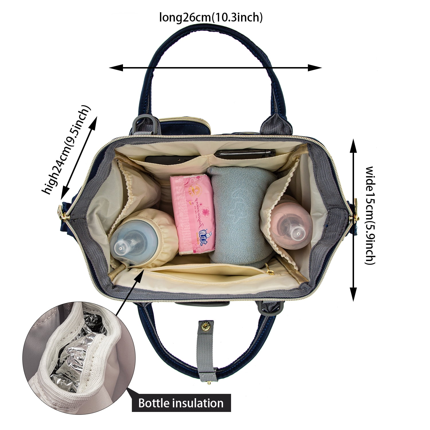 Baby Diaper Bag Backpack Waterproof Multi-Function Convertible Mini Smart Diaper Bag Backpack for Outdoor