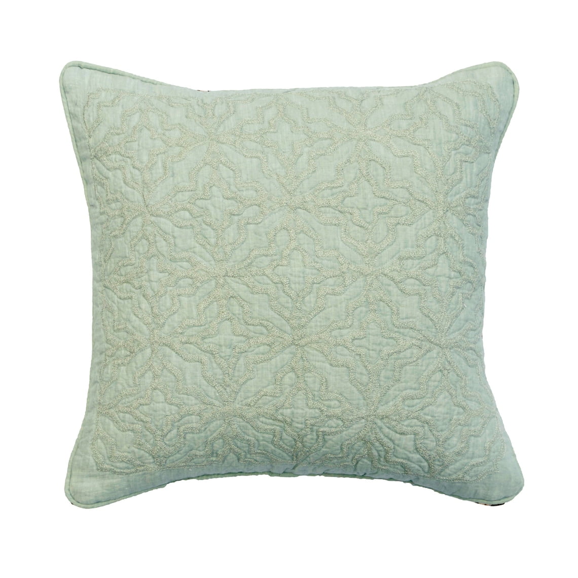 Pillow Cases, Blue 14"x14" (35x35 cm) Throw Pillow Covers, Linen Quilted & Bouclet Embroidery