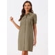 thumbnail image 2 of Vestidos de safari para mujer Vestido camisero con botones y cinturón de manga corta de algodón de verano Marrón M, 2 of 4