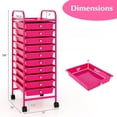 thumbnail image 3 of RELAX4LIFE 10 Drawer Rolling Cart - Slim Storage Cart w/Lockable Wheels for Classroom School Teacher Office, Art Supplies Paper Scrapbook Craft Organizers, Utility Cart with Drawers (Pink), 3 of 9