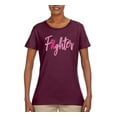 thumbnail image 2 of Wild Bobby, Fighter Breast Cancer Survivor, Breast Cancer Awareness, Women Graphic Tee, Maroon, XX-Large, 2 of 4