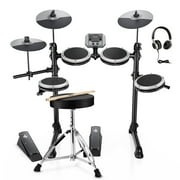 Donner Electric Drum Set with 180+ Sounds, Mesh Pad Drums Kit for Adults Beginners,DED-80, Gray