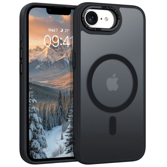 Magnetic Case for iPhone 16e / iPhone 17e, Compatible with MagSafe, Skin Feel Shockproof Anti-Fingerprint Protective Cover for 6.1", Black
