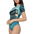 thumbnail image 5 of Cauagu Realistic Ocean Shark Women's Crew Neck Round Short Sleeve T Shirts Tops Bodysuit Daily Jumpsuit-X-Large, 5 of 7