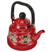 Retro Enamel Teapot Painted Kettle (red Cube Ancient Clock 1.1l) Daily Use Thickened Stovetop Coffee Tanle Pod Maker Water Kettles Supply Hotel Teakettle