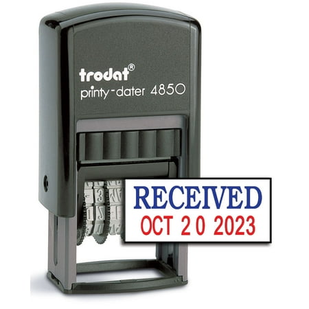 - Trodat 4850 Date Stamp with RECEIVED, Self Inking Stamp - Blue/Red Ink
