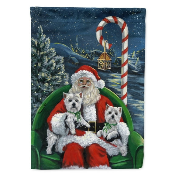 Westie Christmas Santa's Village Garden Flag