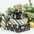 thumbnail image 3 of Christmas Reversible Wrapping Paper - Mini Roll - 17 Inch X 32.8 Feet- Black Gold Reindeer Design (47.3 sq.ft.ttl), 3 of 13