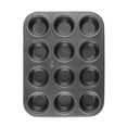 thumbnail image 3 of Cup Cake , Uniform Color Jumbo Cupcake Pan 12 Cup Sturdy  For Home Black, 3 of 7