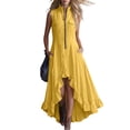 thumbnail image 2 of Women's Solid Color Sleeveless Lapel Zipper Jumpsuit Long Skirt Casual Fashion, 2 of 7