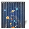 MYPOP Outer Space Decor Shower Curtain, Solar System Orbit the Sun with Names Of Planets Geography Educational Picture Bathroom Set with Hooks, 66 X 72 Inches