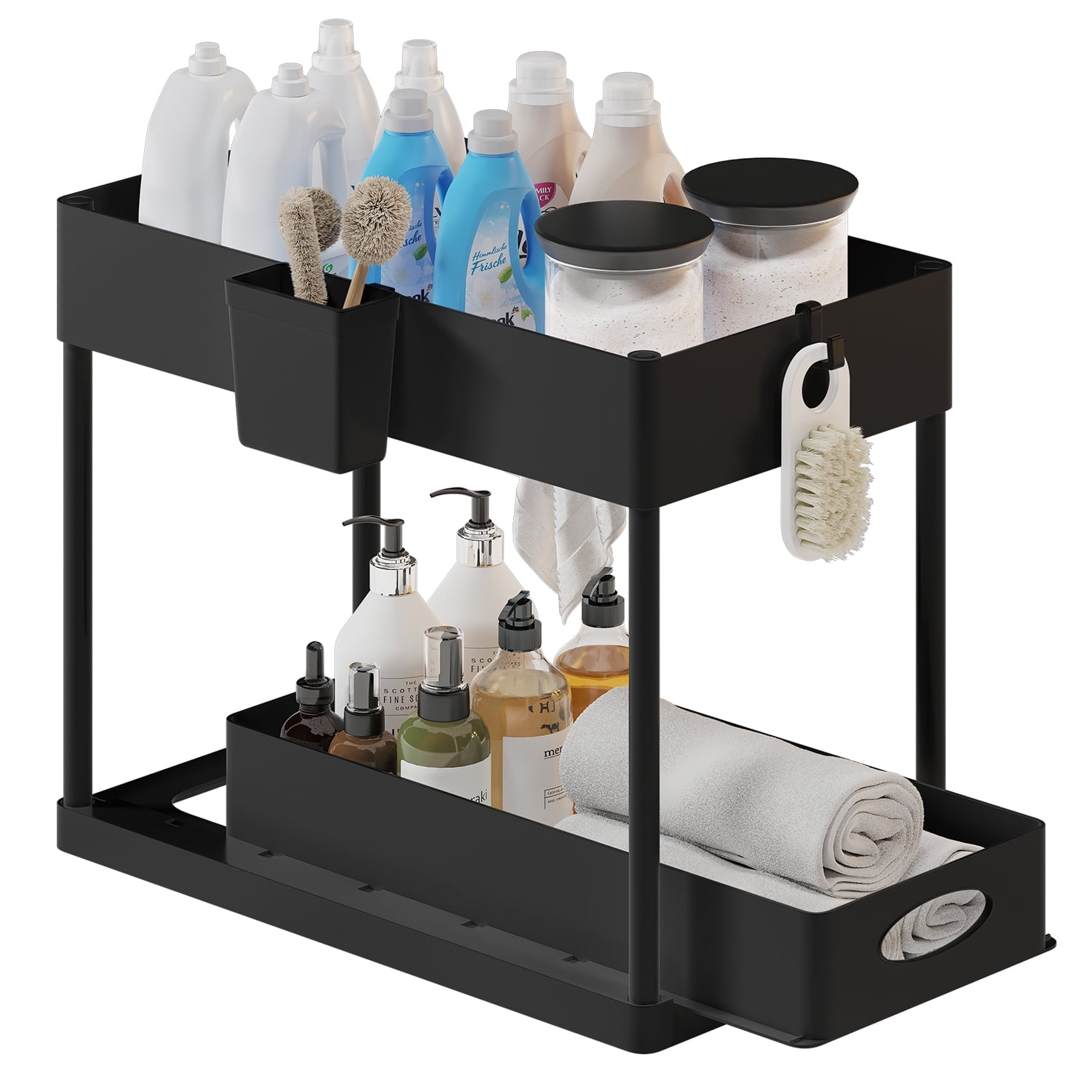 Storage Bud Under Sink Organizer and storage, Pull Out Bathroom Cabinet Organizer, Under Sink Storage for Kitchen Bathroom Cabinet, Under Cabinet Organizer, Black
