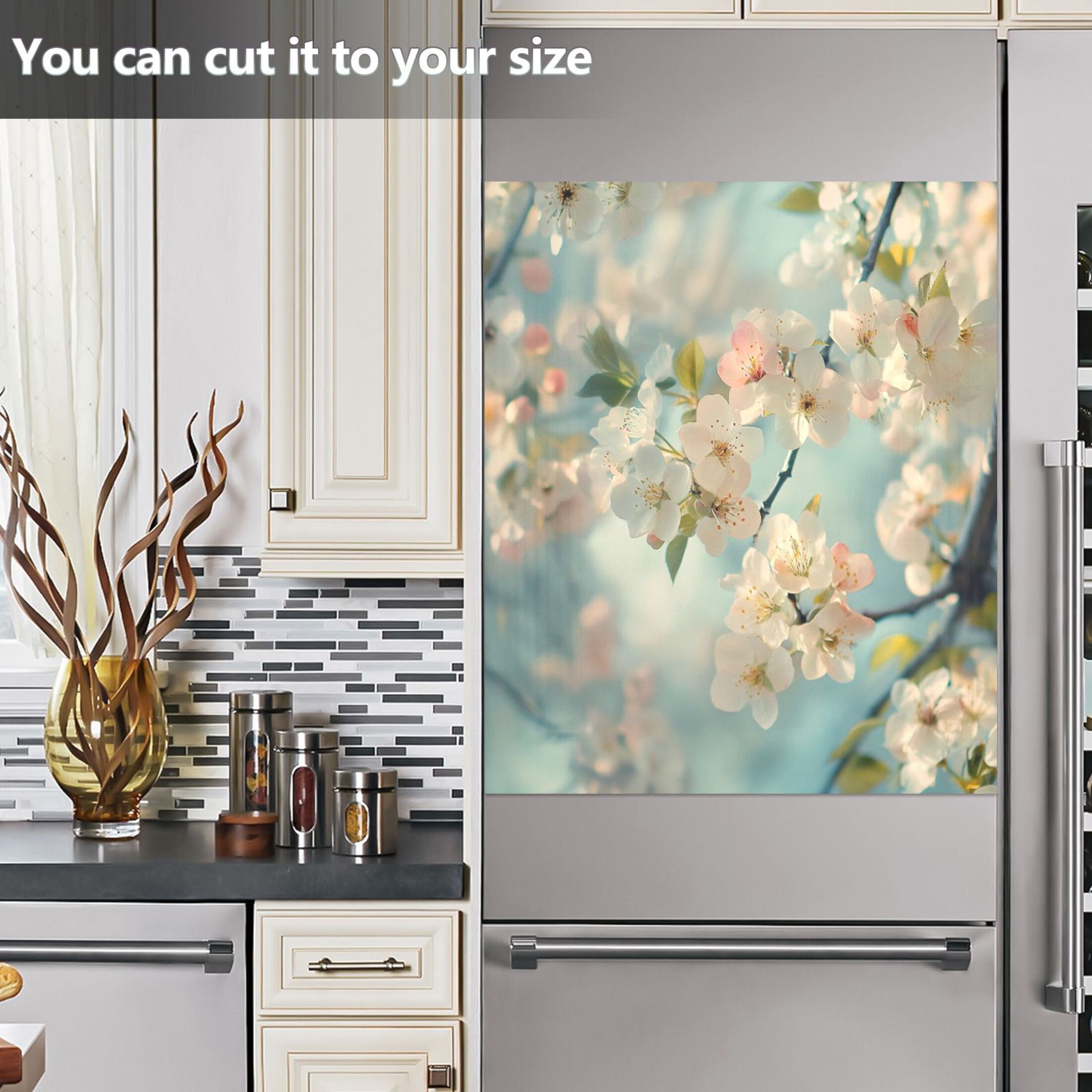 Dishwasher Magnetic Sticker 23x26 Inch Refrigerator Magnetic Sticker Washing Machine Magnetic Sticker Kitchen Panel Magnetic Sticker Home Decor Beautiful Cherry Blossom