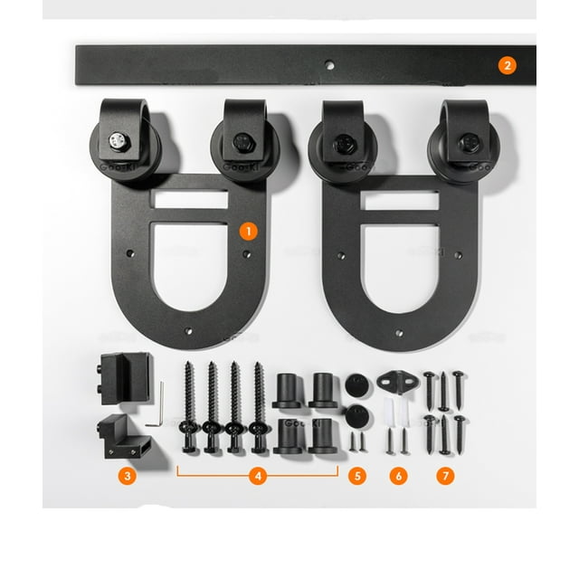 INTBUYING 4 Ft Mini Sliding Double Barn Cabinet Door Hardware Roller Track Kit Closet