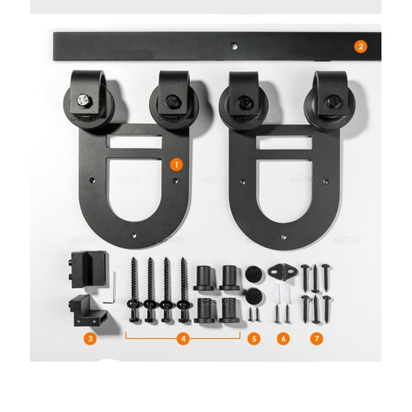 INTBUYING 4 Ft Mini Sliding Double Barn Cabinet Door Hardware Roller Track Kit Closet