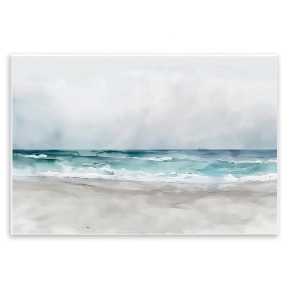 Stupell Industries Transitional Abstract Watercolor Aqua Beach Wall Plaque Art, 19 x 13, by LSR Design Studio