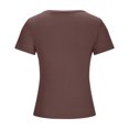 thumbnail image 5 of ECZHAW Women's Summer Scoop Neck Short Sleeve T-Shirts Ribbed Knit Slim Fitted Casual Basic Top,, 5 of 5