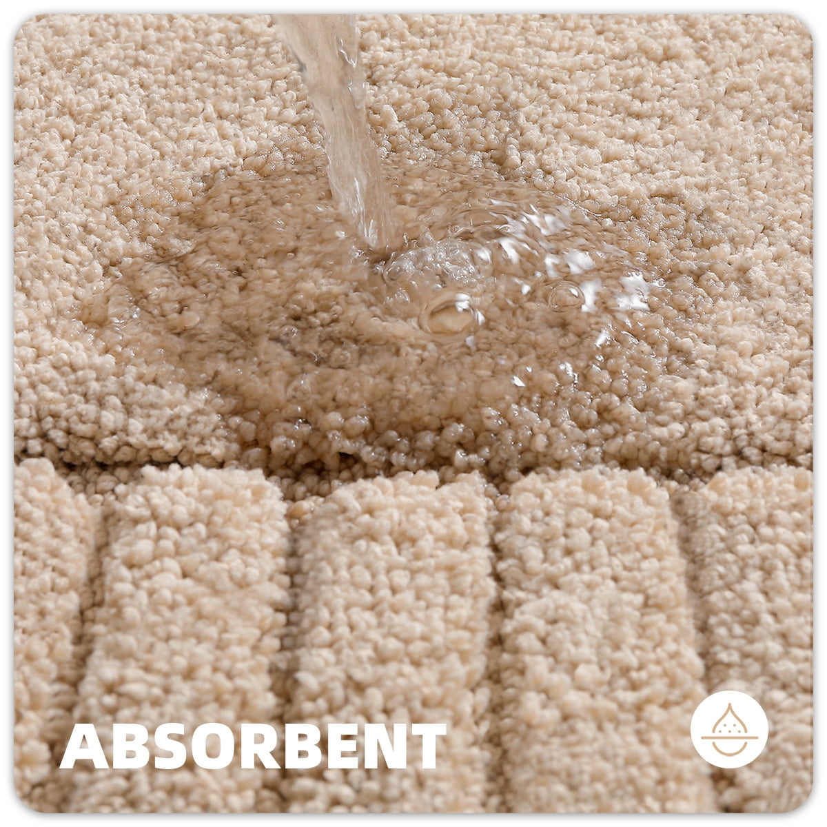 PABUBE Bathroom Rugs 24"x36", Absorbent Bath Mats Rugs for Bathroom Floor Non Slip Non Skid, Soft Shag Microfiber Machine Washable Shower Bath Mat for Bathroom Decor, Khaki