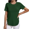 thumbnail image 1 of Plebaso Tunique à Manches Courtes pour Femmes, Col Rond Décontracté, Blouses Confortables Basiques avec Boutons Latéraux, 1 of 6