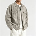 thumbnail image 4 of Nmnitkp Men's Loose Fit Denim Jacket Vintage Washed Trucker Jacket Button‑Down Long Sleeve Casual Work Coat for Fall Street Daily Dating Outdoor Wear Khaki,XS, 4 of 8
