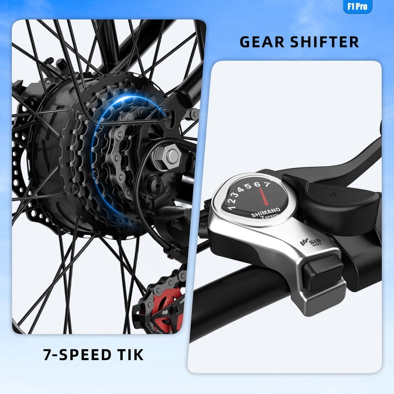 Unibike 20*4.0'' Foldable Ebikes for Adults, 748W Peak Motor Ebike, Fat Tire Mountain Bicycle, 48V 15AH Removable Lithium Battery, 7-Speed, Dual Disc Brakes