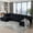 Black, variant on 130" Boneless Sectional Couch, Gray U-Shaped Corduroy Couch with Chaise Lounge, 4-Seat Living Room Sofa with Pillow Back and Square Arms