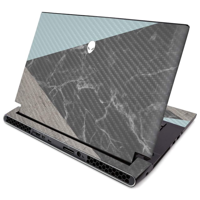MightySkins Carbon Fiber Skin for Alienware M15 R2 (2019) - Wood and Marble | Protective, Durable Textured Carbon Fiber Finish | Easy to Apply, Remove, and Change Styles | Made in The USA