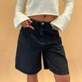 thumbnail image 2 of Bermuda Ripped Jeans Shorts for Women Trendy 2025 Denim Casual Loose Wide Leg Long Summer Stretch Denim Summer Flowy Shorts with Pockets S-XL, 2 of 6