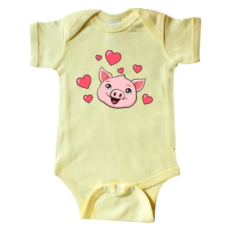 

Inktastic Cute Pig with Hearts Gift Baby Boy or Baby Girl Bodysuit
