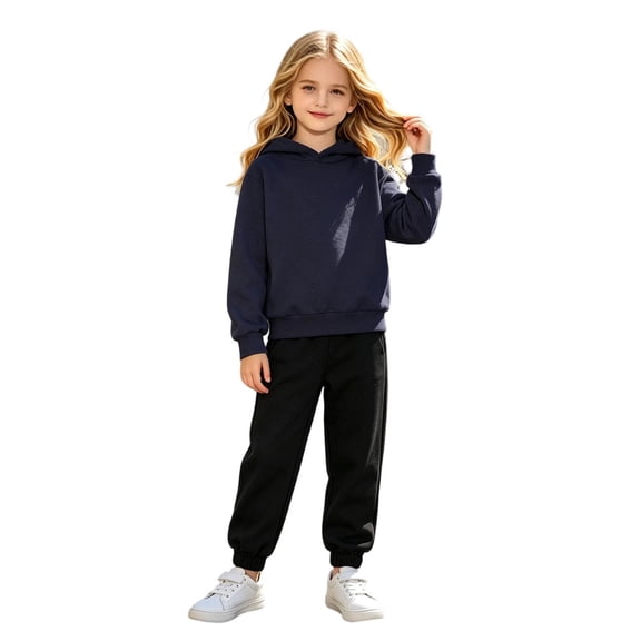 JIAYUE Girls 2 Piece Outfits Baggy Raglan Long Sleeve Solid Color Hoodies With Pocket Sweatpants Sets For Daily Casual,3-4 Years
