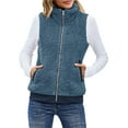 thumbnail image 4 of Frontwalk Women Sleeveless Full-Zip Fleece Vest Warm Winter Sleeveless Classic Fit Cardigan Outwear with Pockets, 4 of 5