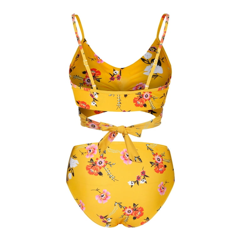 Mychoice Push Up Halter Bandage Bikini Nylon Swimsuit Set