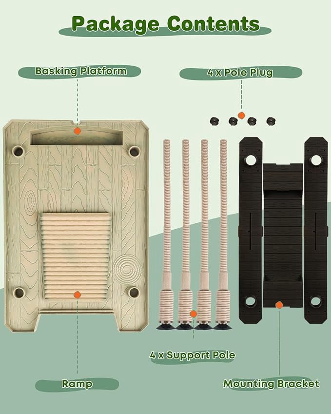 FINAQUA Floating Turtle Basking Dock with Ramp - For Aquatic Turtles, Fits 30 Gallon+ Aquariums