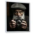 thumbnail image 2 of Designart "Camera Man Portrait Black and White" Portrait Floater Framed Canvas Wall Art, 2 of 7