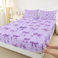 thumbnail image 3 of Feelyou Modern Cartoon Bow Twin Sheet Sets, Fashion Princess Ribbon Twin Fitted Sheet, Dreamy Purple Abstract Flat Sheet, Luxury Bedroom Decor, 3 Pieces, 3 of 7