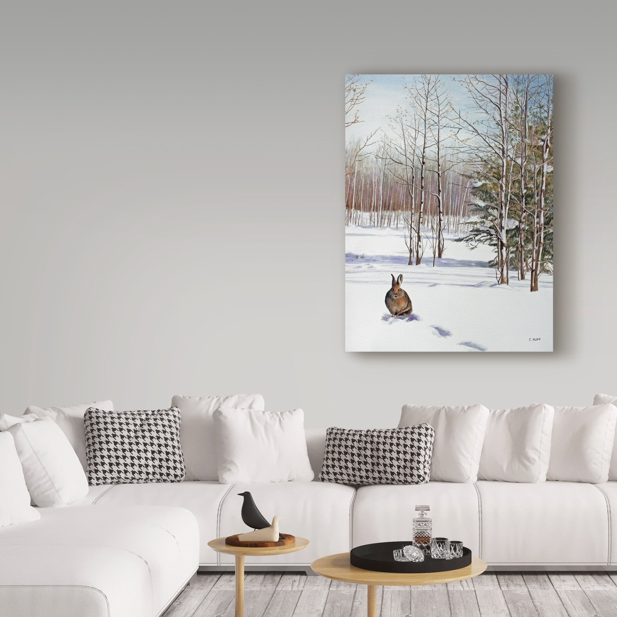 Trademark Fine Art 'Winter Rabbit' Canvas Art by Carol J Rupp